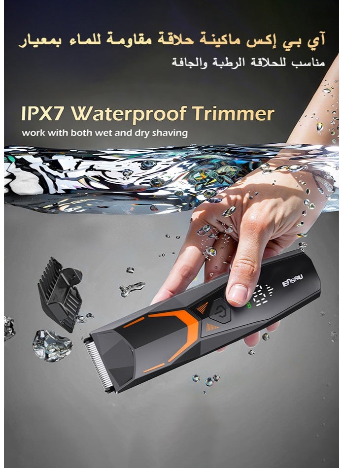 ENSSU Men’s Electric Body Groomer, Hair Trimmer & Clipper | BLADELOCK™ Safe Blade + LED Spotlight | IPX7 Waterproof Cordless Grooming Tool with LCD Display, 6000 RPM Motor, 60-Min Runtime | Full Body & Beard Grooming - Image 4